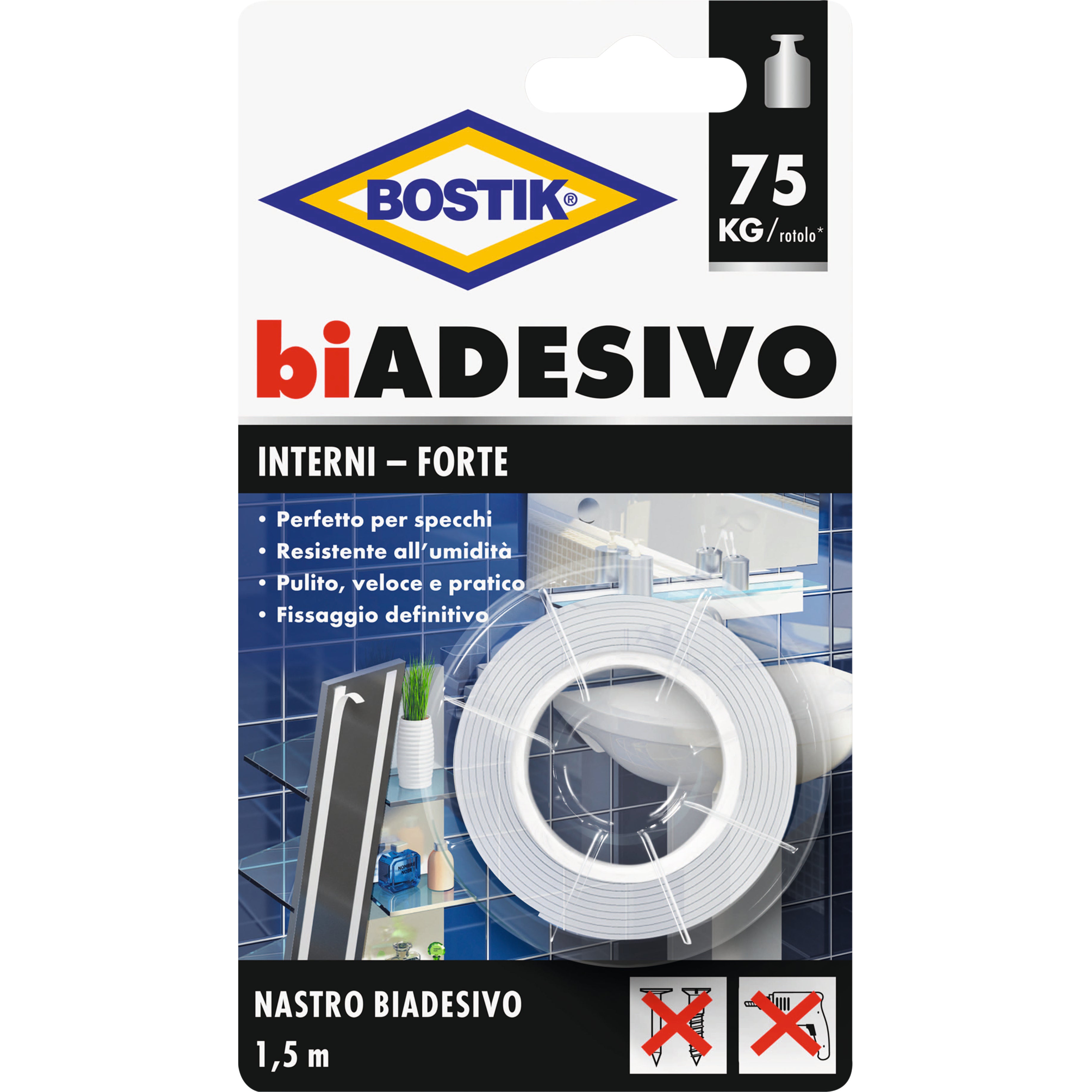 BOSTIK NASTRO BIADESIVO INTERNI M.1,5X19MM  PZ 6,0