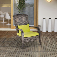 EasyComfort Sedia da Giardino in Rattan, Poltrona da Esterno a Adirondack con Braccioli e Cuscini Imbottiti, Grigia, 65x86x90cm