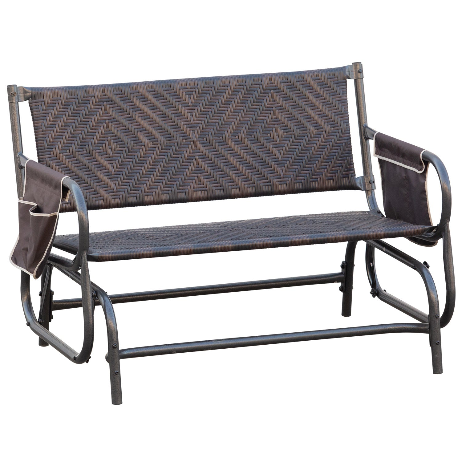 Panchina a Dondolo 2 Posti da Giardino 122x75x88 cm in Rattan Marrone