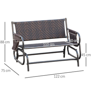 Panchina a Dondolo 2 Posti da Giardino 122x75x88 cm in Rattan Marrone