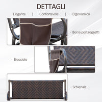 Panchina a Dondolo 2 Posti da Giardino 122x75x88 cm in Rattan Marrone