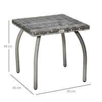 EasyComfort Tavolino in Rattan Sintetico, Tavolino da Esterno Piccolo, per Giardino, Terrazzo Impermeabile Grigio 45x45x44cm