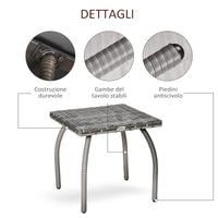 EasyComfort Tavolino in Rattan Sintetico, Tavolino da Esterno Piccolo, per Giardino, Terrazzo Impermeabile Grigio 45x45x44cm