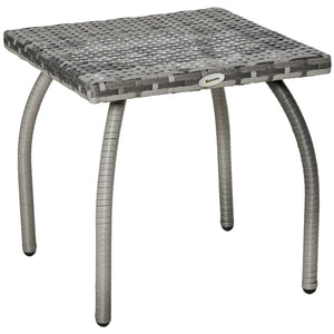 EasyComfort Tavolino in Rattan Sintetico, Tavolino da Esterno Piccolo, per Giardino, Terrazzo Impermeabile Grigio 45x45x44cm