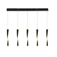 Lampadario Moderno Pagaia Acciaio Cromo Silicone Nero Led 48W 3000K