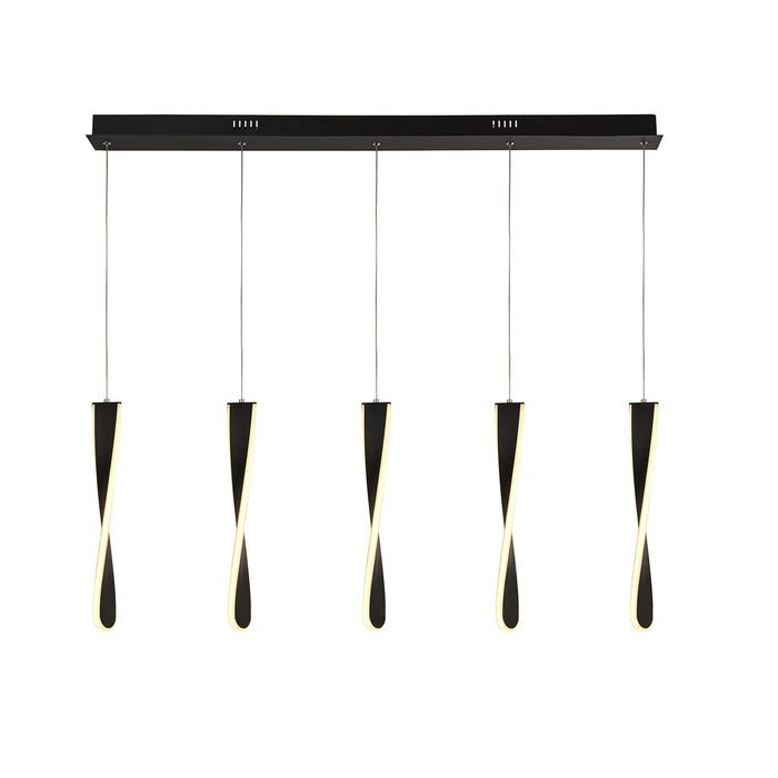 Lampadario Moderno Pagaia Acciaio Cromo Silicone Nero Led 48W 3000K