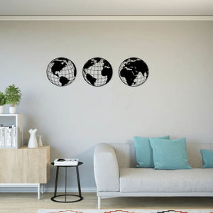 Homemania Decorazione da Parete Globo 140x41 cm in Acciaio Nero