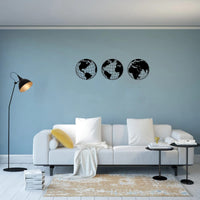 Homemania Decorazione da Parete Globo 140x41 cm in Acciaio Nero