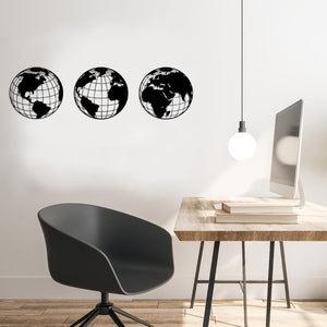 Homemania Decorazione da Parete Globo 140x41 cm in Acciaio Nero