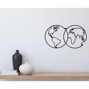 Homemania Decorazione da Parete Mappa del Mondo 9 60x34cm Metallo Nero