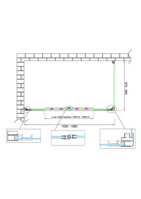 Box doccia 6 mm H 190 parete fissa e porta a 4 ante con apertura centrale MISURA 87,5-90 ANTA FISSA + PORTA 153-158 