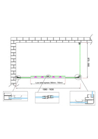 Box doccia 6 mm H 190 parete fissa e porta a 4 ante con apertura centrale MISURA 87,5-90 ANTA FISSA + PORTA 158-163 