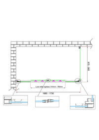 Box doccia 6 mm H 190 parete fissa e porta a 4 ante con apertura centrale MISURA 87,5-90 ANTA FISSA + PORTA 168-173 