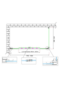 Box doccia 6 mm H 190 parete fissa e porta a 4 ante con apertura centrale MISURA 87,5-90 ANTA FISSA + PORTA 178-183 