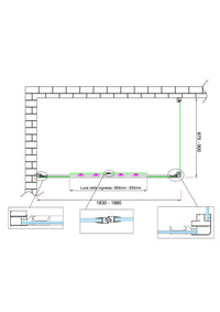 Box doccia 6 mm H 190 parete fissa e porta a 4 ante con apertura centrale MISURA 87,5-90 ANTA FISSA + PORTA 183-188 