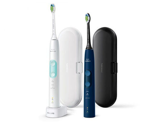 Philips sonicare protectiveclean 5100 4500 series sonicare spazzolini elettrico sonici, con custodia da viaggio, confezione da 1 spazzolino bianco e 1 spazzolino blu hx6851/34