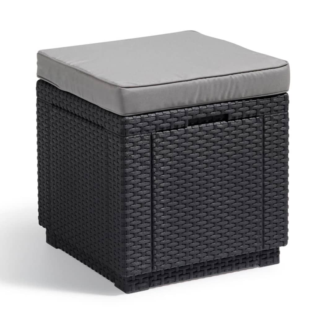 Keter Cubo Pouf Portaoggetti con Cuscino Grafite 408951