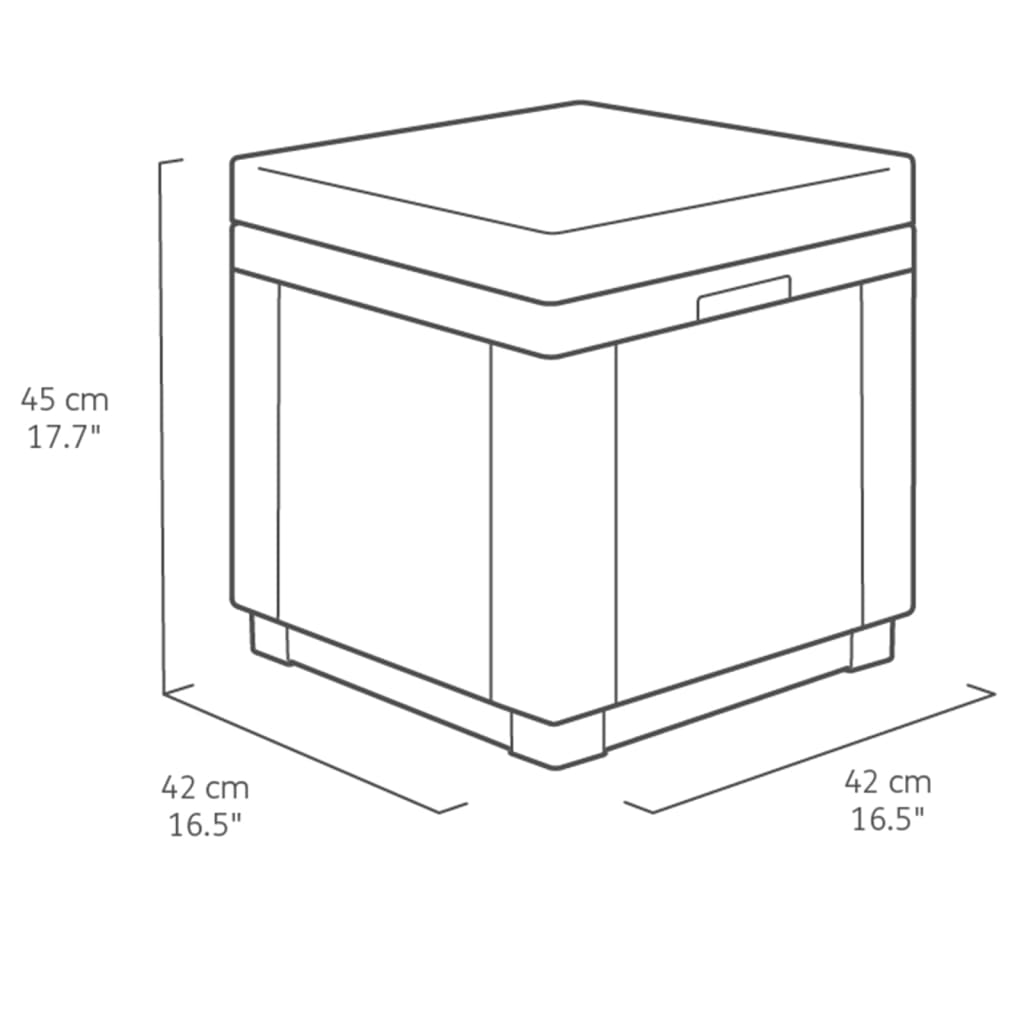 Keter Cubo Pouf Portaoggetti con Cuscino Grafite 408951