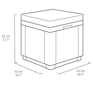 Keter Cubo Pouf Portaoggetti con Cuscino Grafite 408951