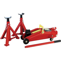 Carpoint Set Cric a Carrello e 2 Supporti Asse 2000 kg Rosso 439333