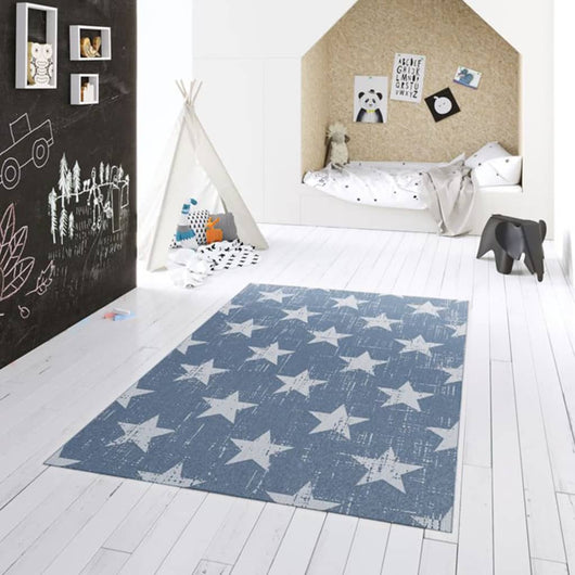 Dutch Lifestyle Tappeto per Bambini Miami 120x170 cm Blu con Stelle 442243