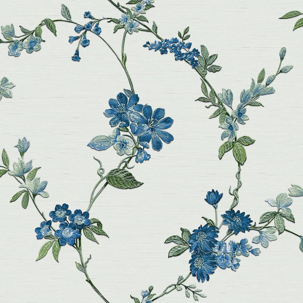 DUTCH WALLCOVERINGS Carta da Parati Flower Azzurro 442586