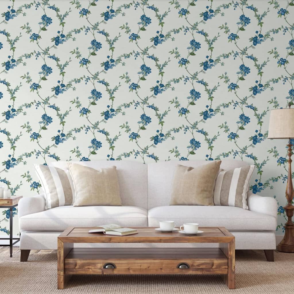 DUTCH WALLCOVERINGS Carta da Parati Flower Azzurro 442586