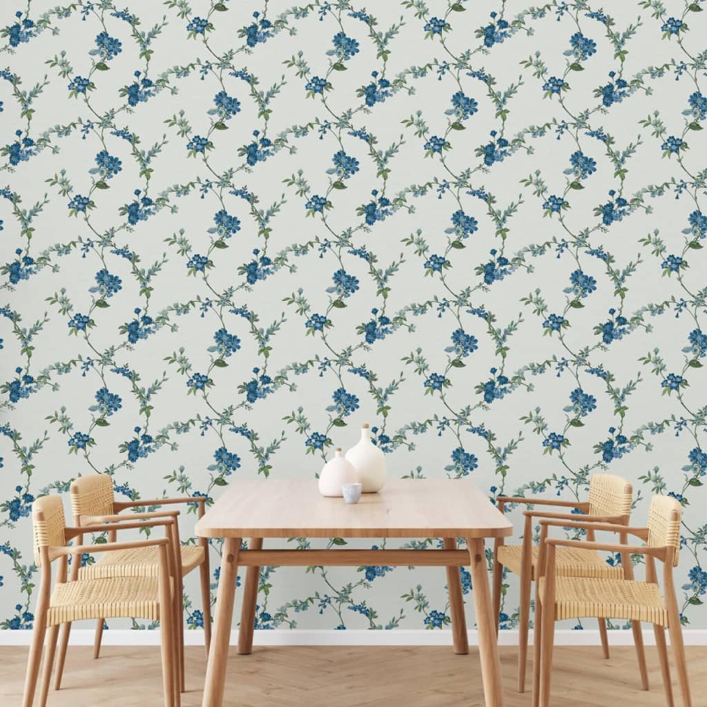 DUTCH WALLCOVERINGS Carta da Parati Flower Azzurro 442586