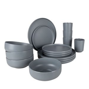 Bo-Camp Set di Stoviglie 16 pz Patom in Melamina Grigio Chiaro 441569