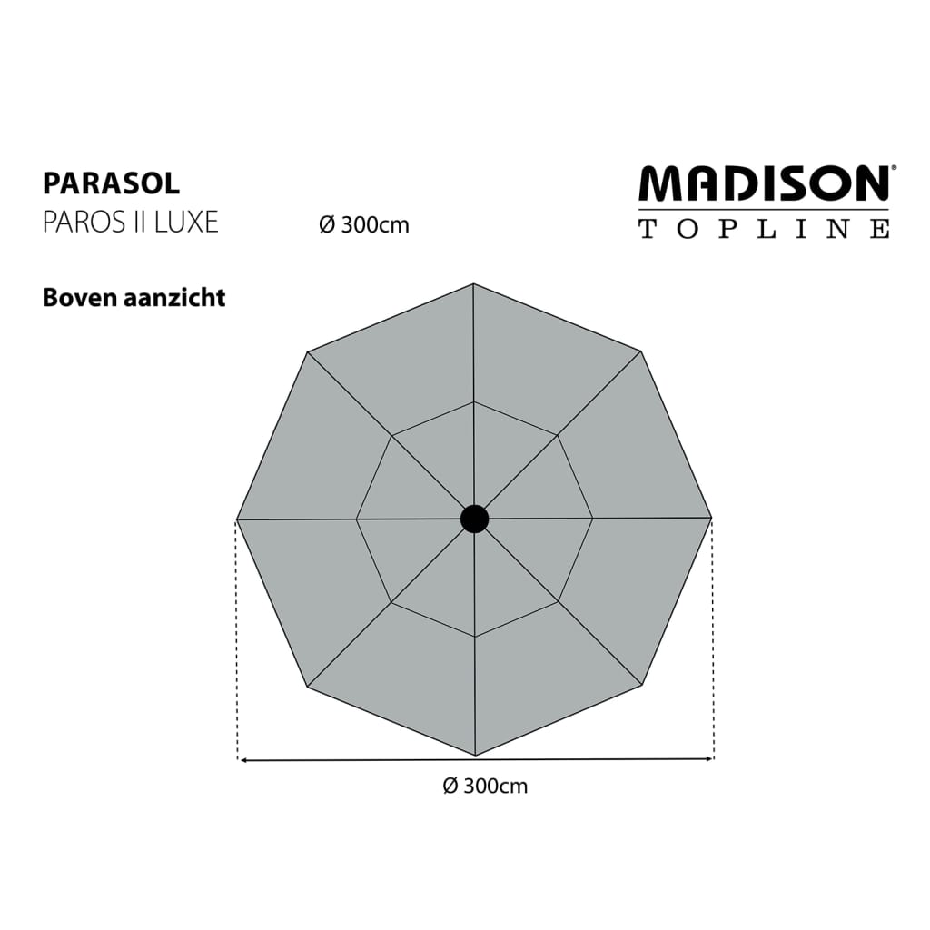 Madison Ombrellone Paros II Luxe 300 cm Grigio 434706