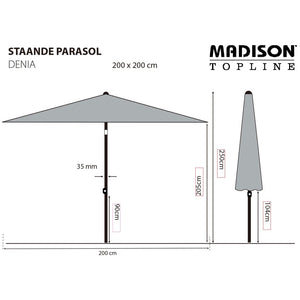 Madison Ombrellone Denia 200x200 cm Grigio 447151