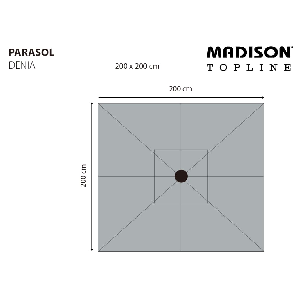 Madison Ombrellone Denia 200x200 cm Grigio 447151