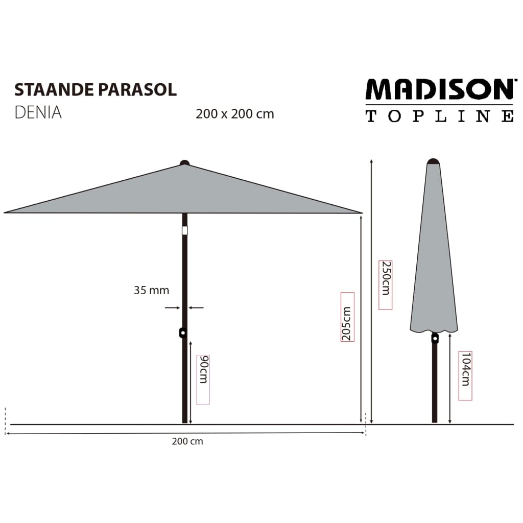 Madison Ombrellone Denia 200x200 cm Verde 447150