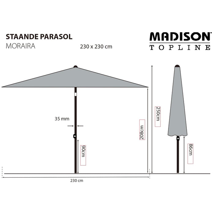 Madison Ombrellone Moraira 230x230 cm Tortora 447160