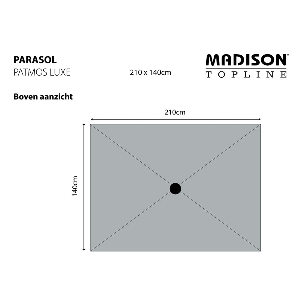 Madison Ombrellone Patmos Luxe Rettangolare 210x140 cm Grigio 418774