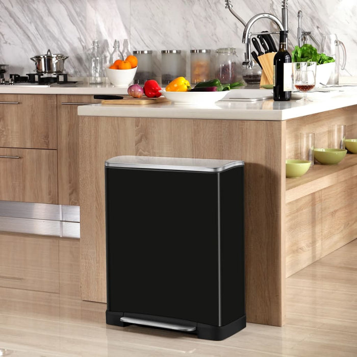 EKO Pattumiera a Pedale E-Cube 28 L+18 L Nero Opaco 440028