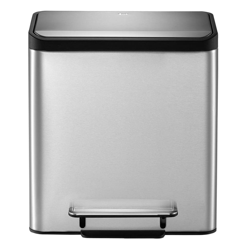 EKO Pattumiera a Pedale EcoCasa 2x15 L Argento Opaco 440009