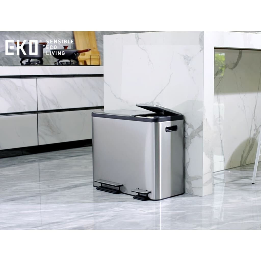 EKO Pattumiera a Pedale EcoCasa 30 L+15 L Argento Opacocod mxl 119770