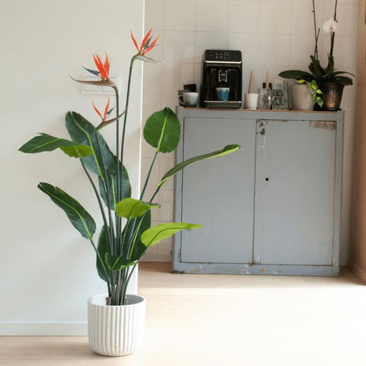 Emerald Strelitzia Pianta Artificiale in Vaso con Fiori 120 cmcod mxl 128585