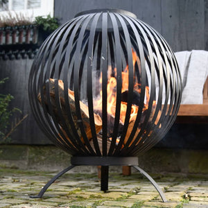 Esschert Design Braciere a Sfera in Acciaio al Carbonio Nero FF400