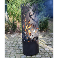 Esschert Design Braciere Cilindrico Flames in Acciaio Nero FF408 cod 11321