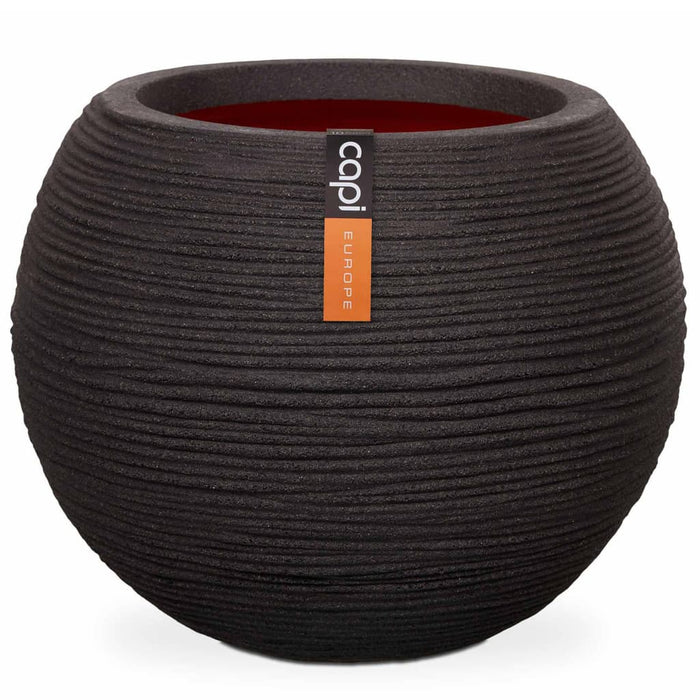 Capi Vaso a Sfera Nature Rib 40x32 cm Nero KBLR270