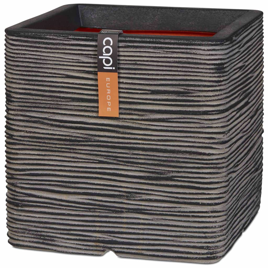 Capi Fioriera Nature Rib Quadrata 30x30 cm Antracite KOFZ902