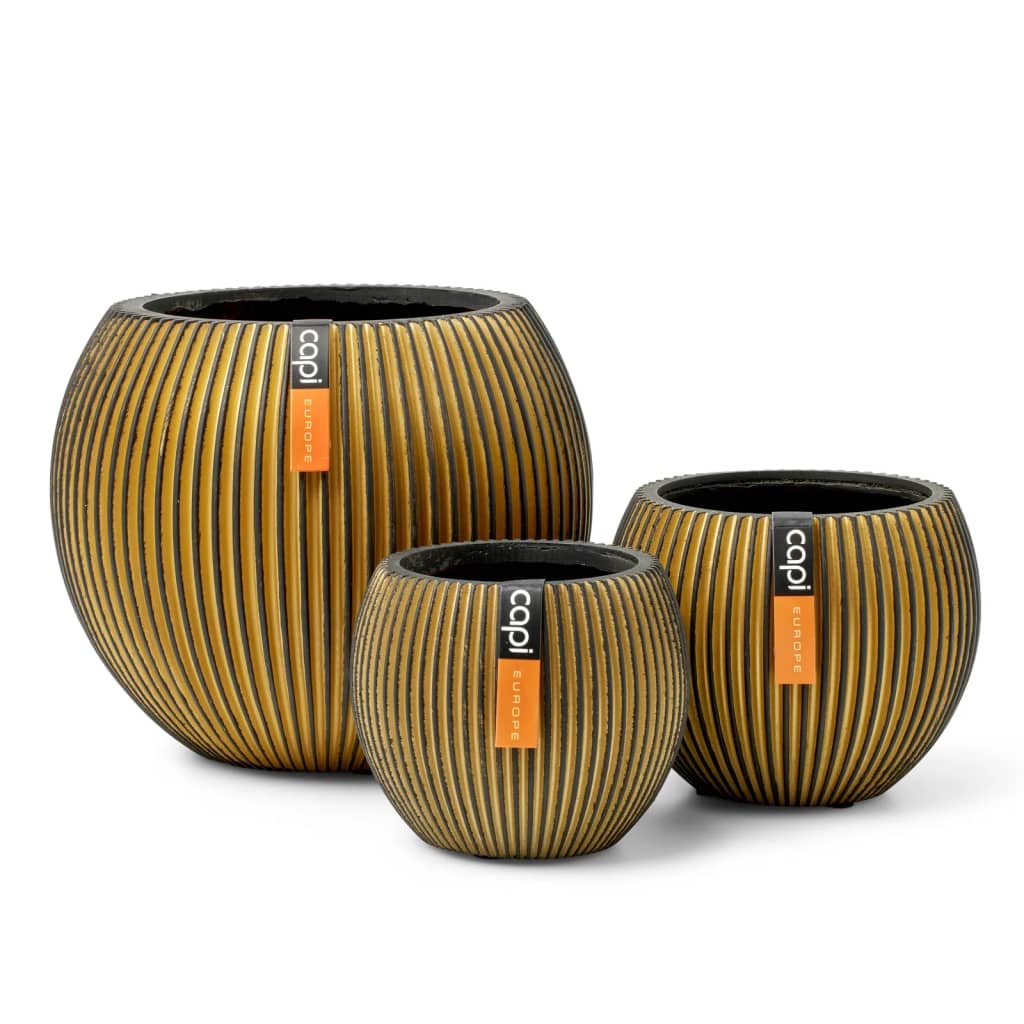 Capi Set di Vasi a Sfera 3 pz Groove Dorato 445502