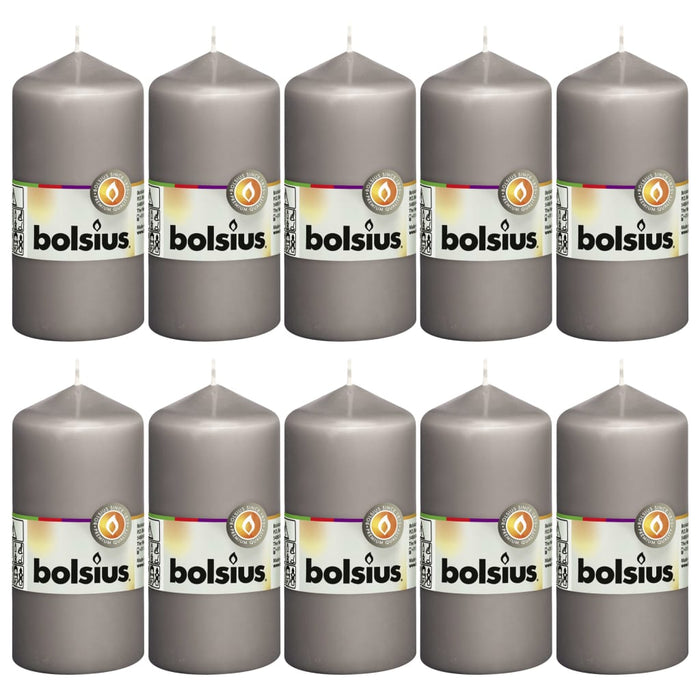 Bolsius Candele Moccoli 10 pz 120x58 mm Grigio Caldo 428077