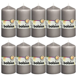 Bolsius Candele Moccoli 10 pz 120x58 mm Grigio Caldo 428077