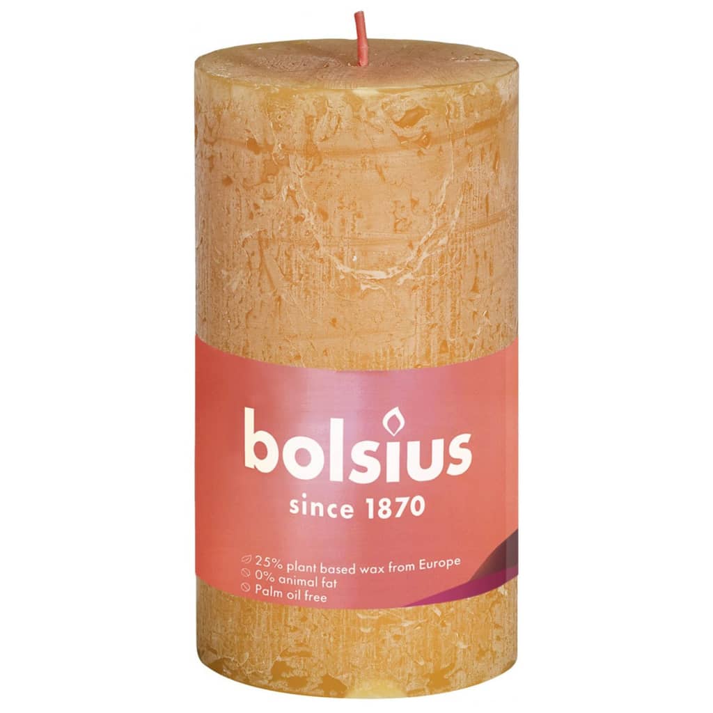 Bolsius Candele Rustiche a Colonna Shine 8 pz 100x50 mm Giallo Favo 440795