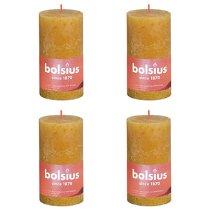 Bolsius Candele Rustiche Colonna Shine 4 pz 130x68 mm Giallo Favo 440825