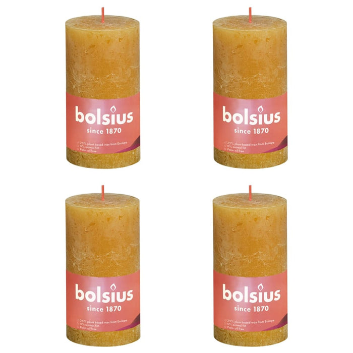 Bolsius Candele Rustiche Colonna Shine 4 pz 130x68 mm Giallo Favo 440825