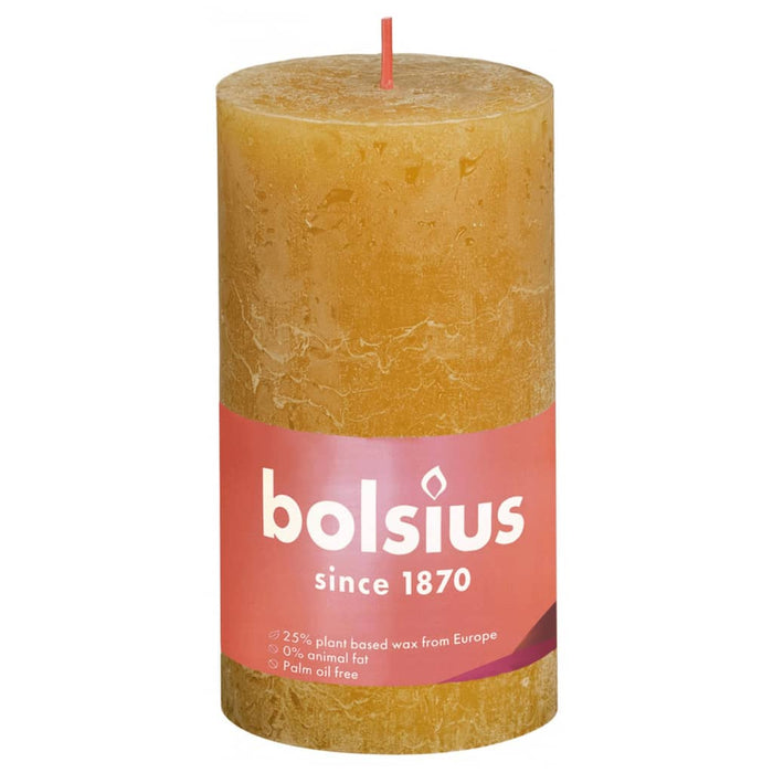 Bolsius Candele Rustiche Colonna Shine 4 pz 130x68 mm Giallo Favo 440825